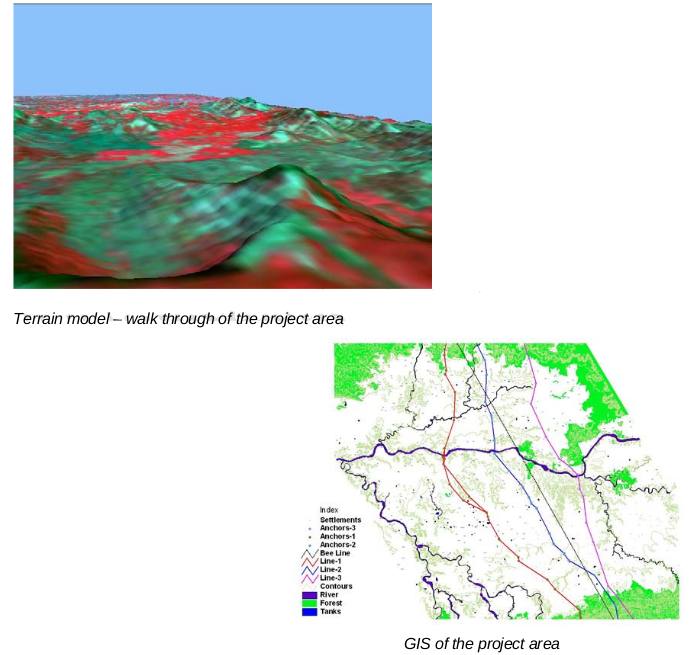 Route Alignment for Seoni-Bina 765 kV Transmission Line - 298 kms for PGCIL using Remote Sensing, GPS and DTM Techniques